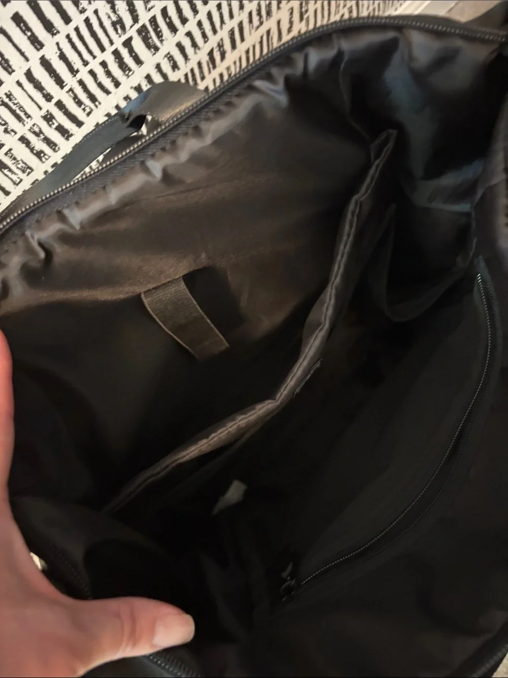 Unisex Black Laptop Tote Bag with Front Zip Pocket
